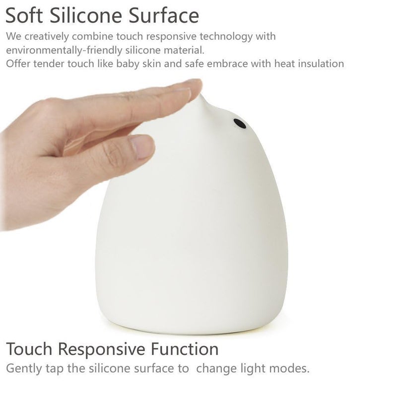 WoneNice Cute Kitty Night Light, Rechargeable Silicone Cute Lamp with Warm White & 7-Color Breathing Modes, Touch Sensor Control, Gift for Women Mom Teen Girls Kids Toddler Baby - Image 3